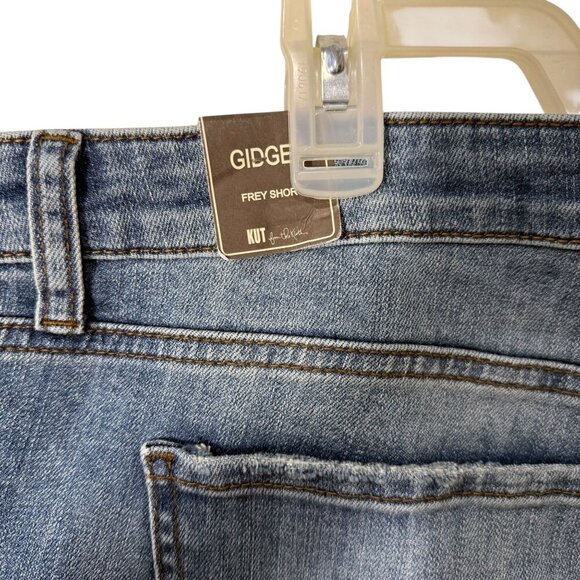 Kut From The Kloth Gidget Frey Hem Denim Shorts Womens Size 16 Medium Wash - Picture 6 of 7